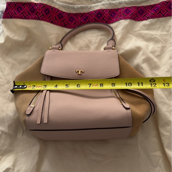 Tory Burch Mixed materials Half Moon Satchel.  Beige and Pink.  NWOT - Picture 7 of 11